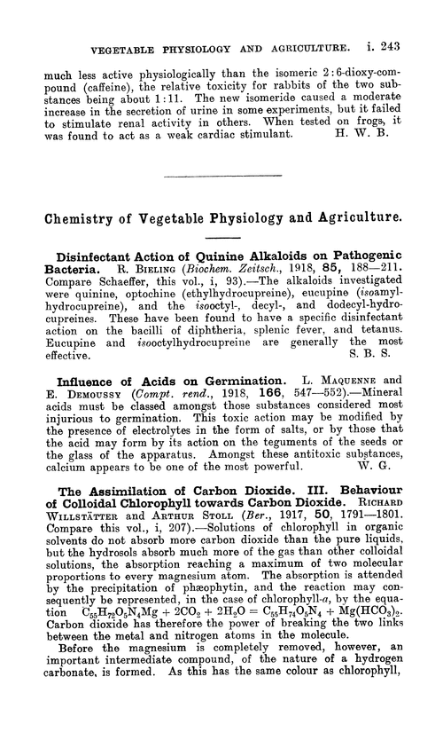 Chemistry of vegetable physiology and agriculture