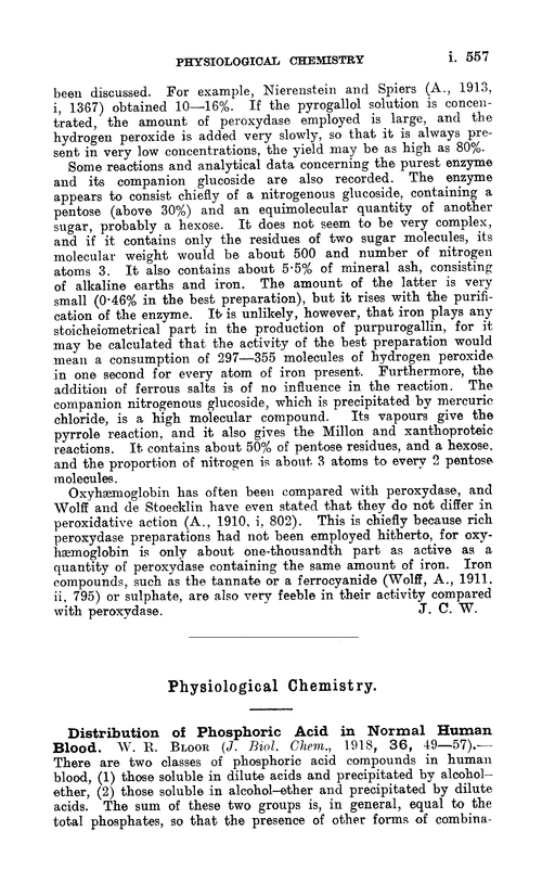 Physiological chemistry