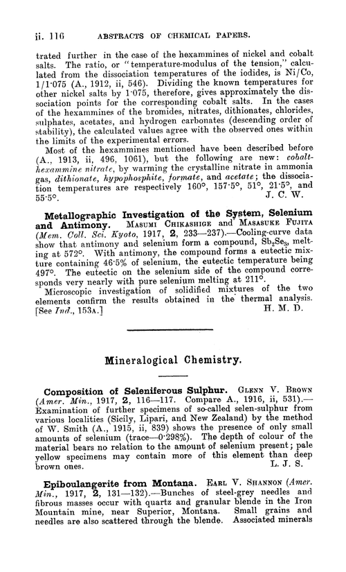 Mineralogical chemistry