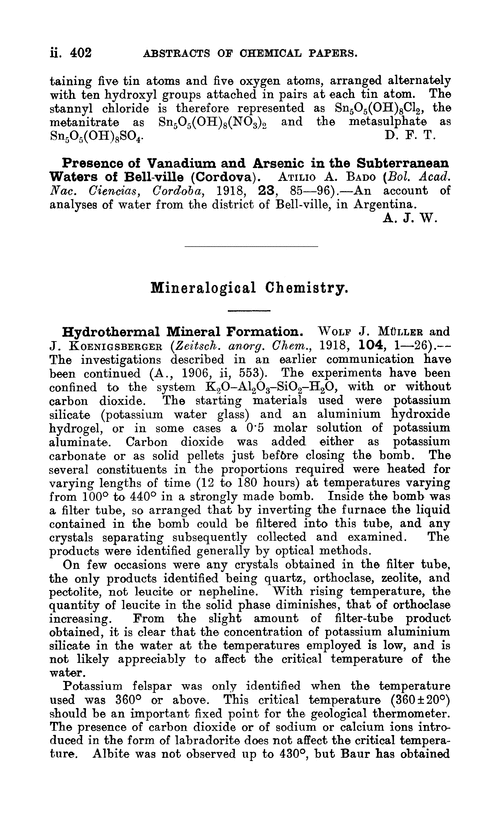 Mineralogical chemistry