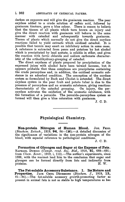 Physiological chemistry