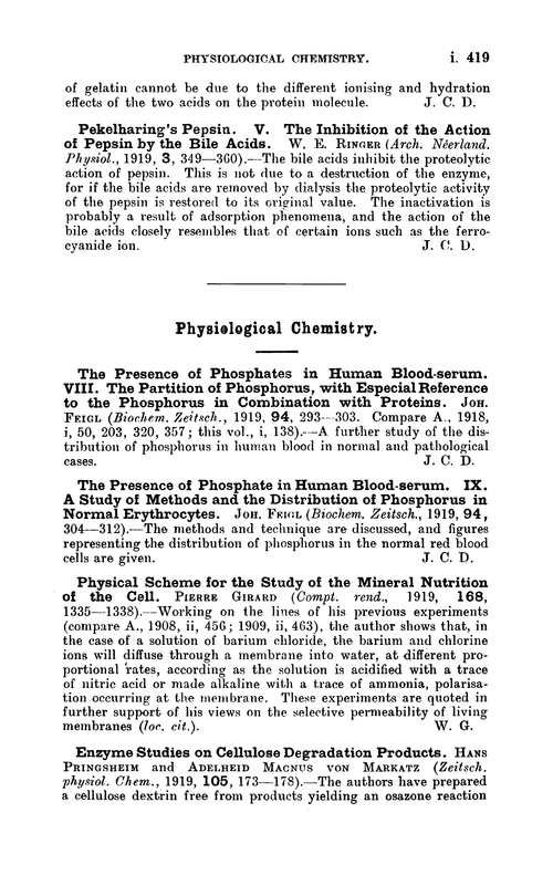 Physiological chemistry