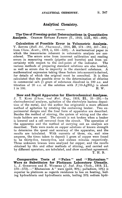 Analytical chemistry