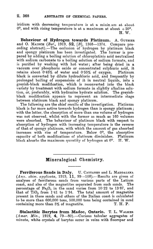 Mineralogical chemistry