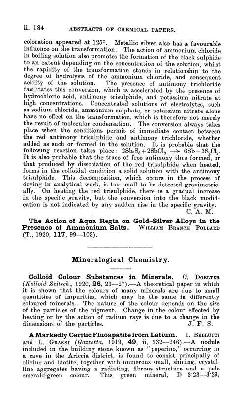 Mineralogical chemistry