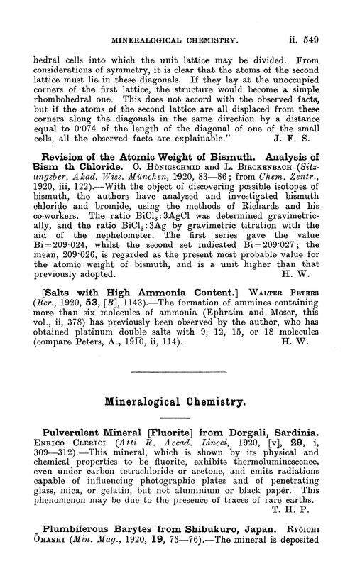 Mineralogical chemistry