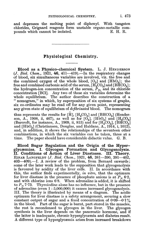 Physiological chemistry