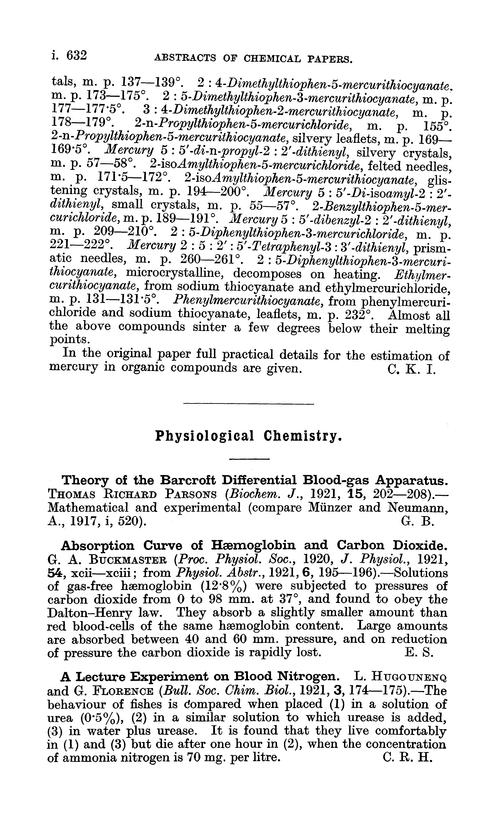 Physiological chemistry