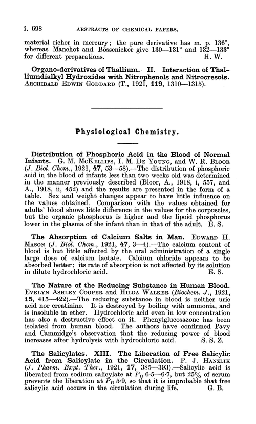 Physiological chemistry
