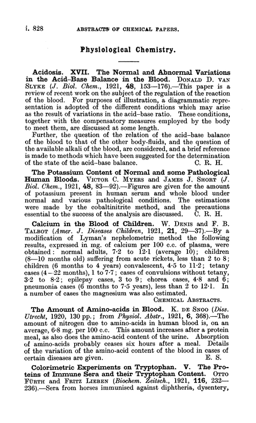 Physiological chemistry