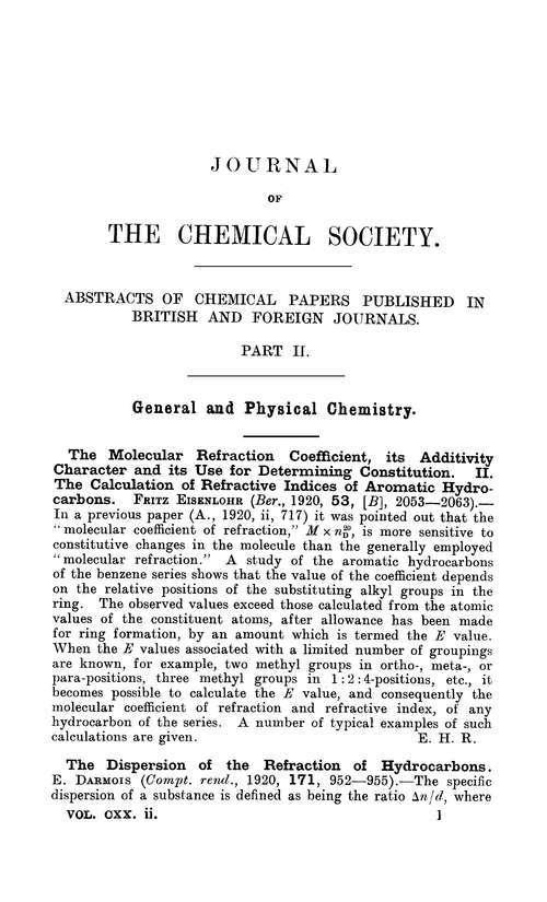 General And Physical Chemistry Journal Of The Chemical Society