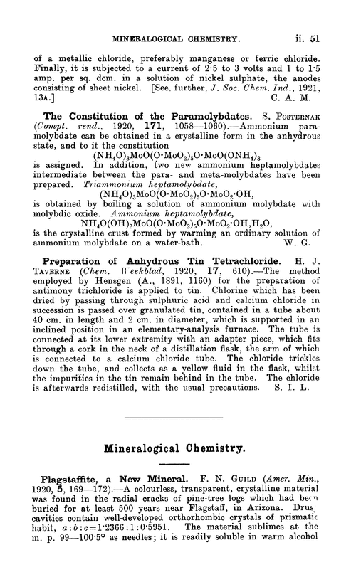 Mineralogical chemistry