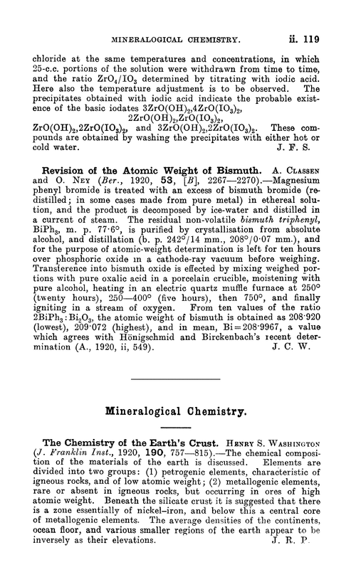 Mineralogical chemistry