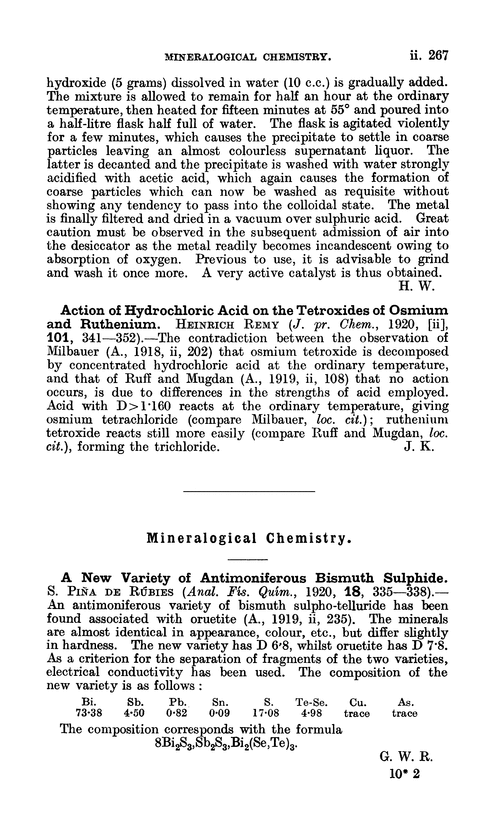 Mineralogical chemistry