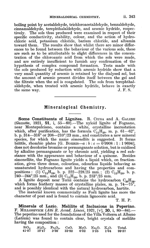 Mineralogical chemistry