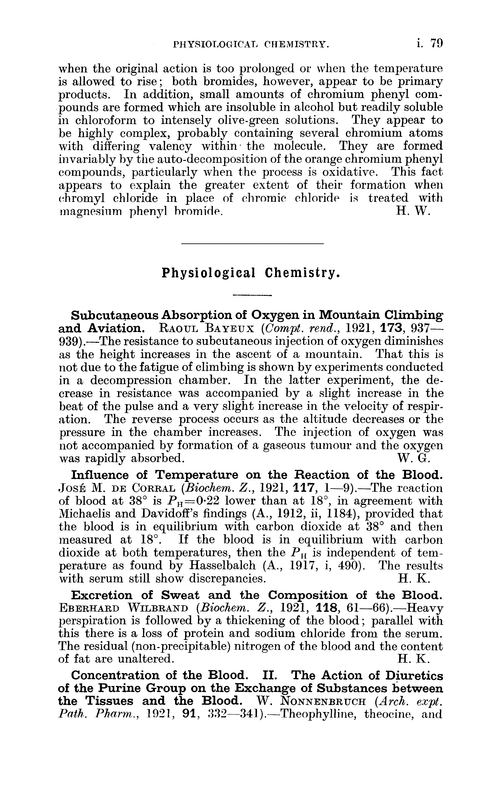 Physiological chemistry