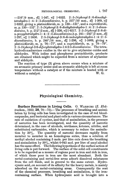 Physiological chemistry