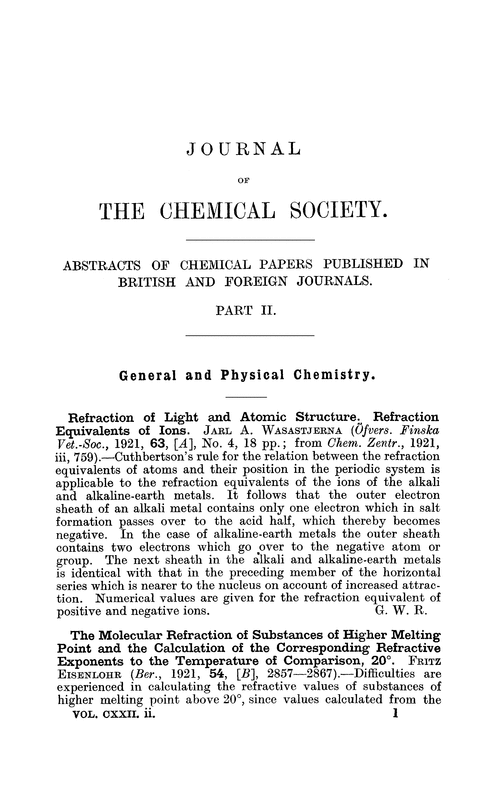 General and physical chemistry