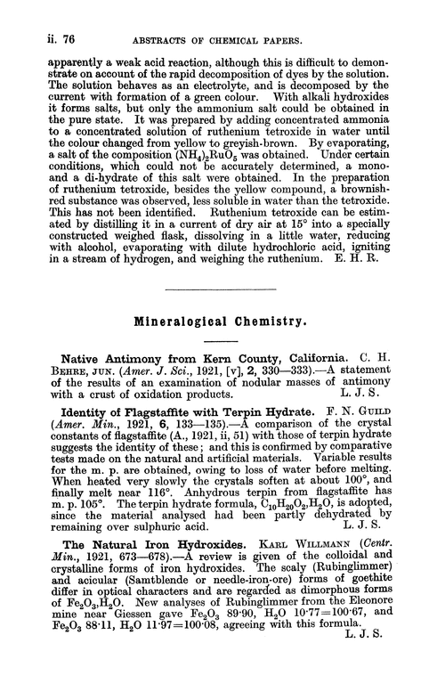 Mineralogical chemistry