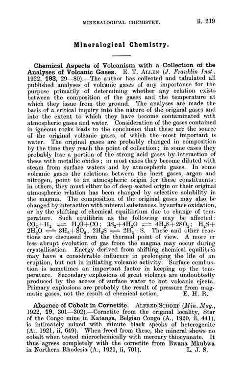 Mineralogical chemistry