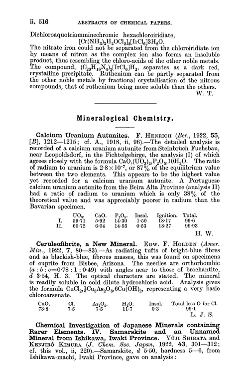Mineralogical chemistry