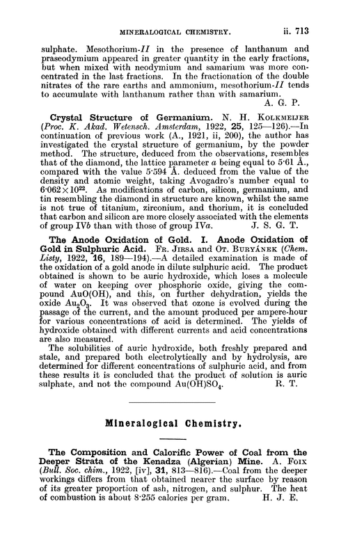 Mineralogical chemistry