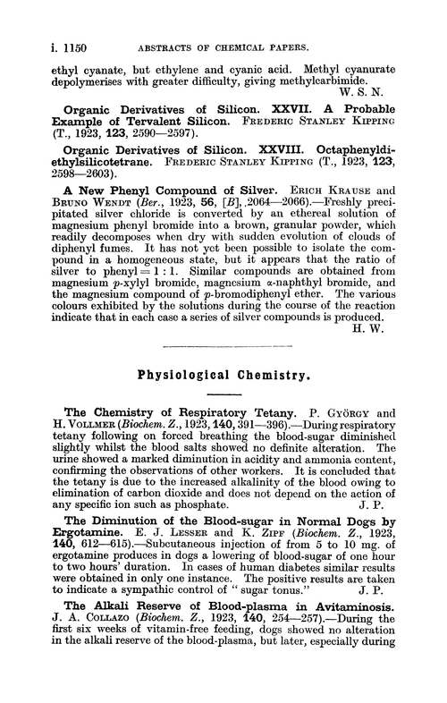 Physiological chemistry