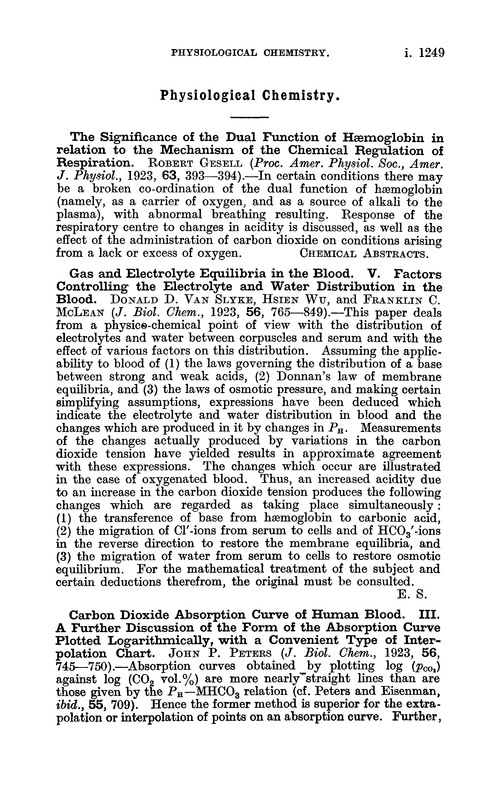 Physiological chemistry