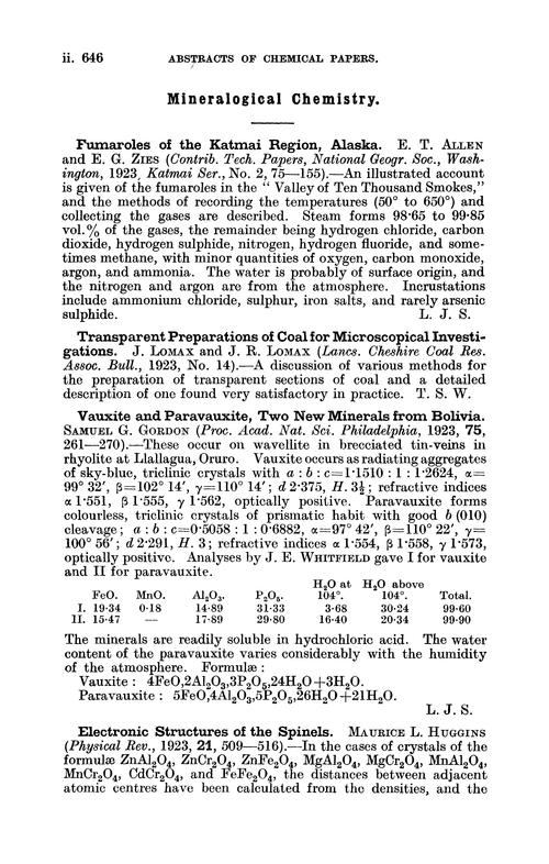 Mineralogical chemistry