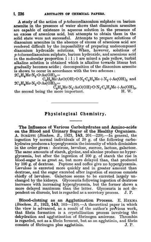 Physiological chemistry