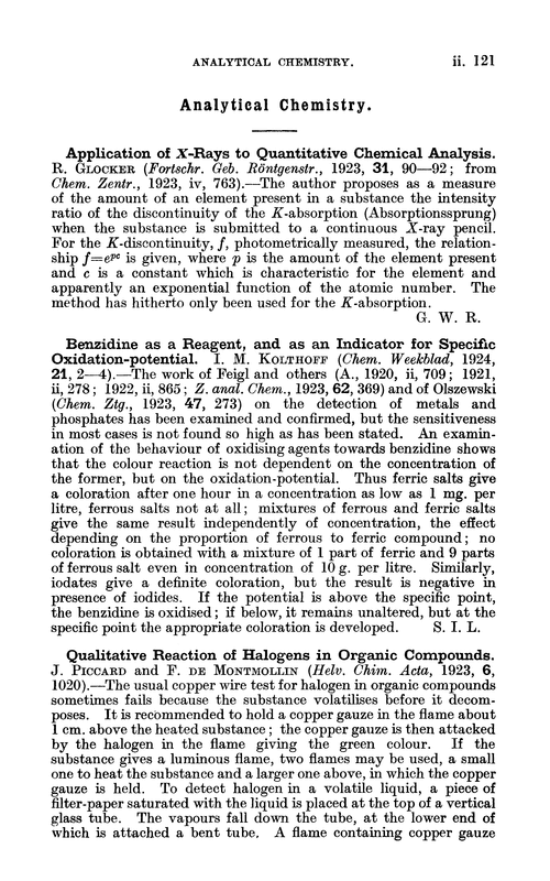 Analytical chemistry