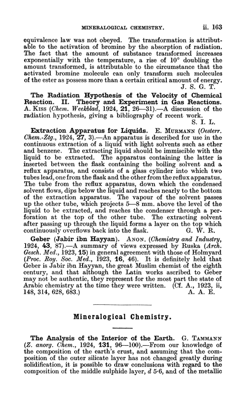 Mineralogical chemistry