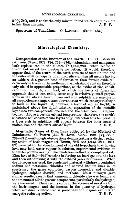 Mineralogical chemistry