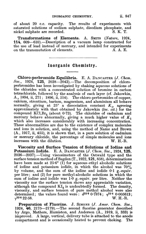 chemistry Journal of the Chemical Society, Abstracts (RSC