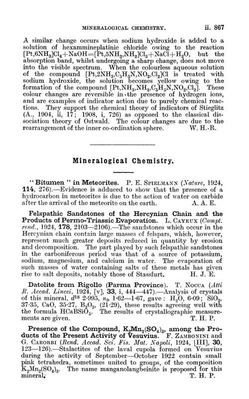 Mineralogical chemistry