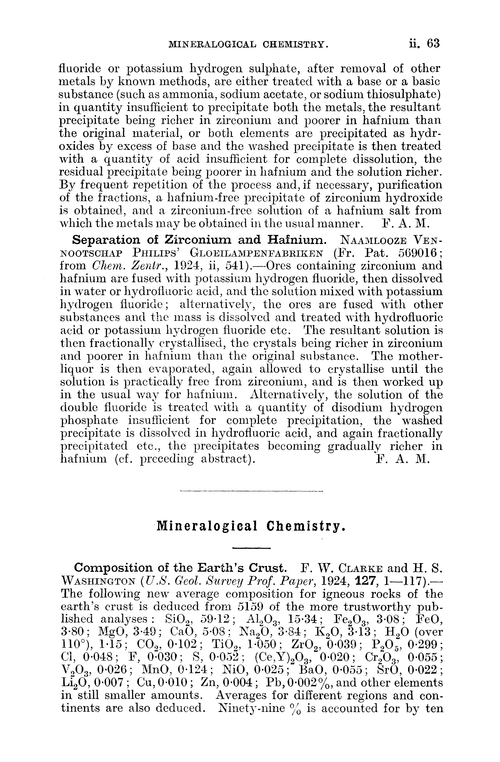 Mineralogical chemistry