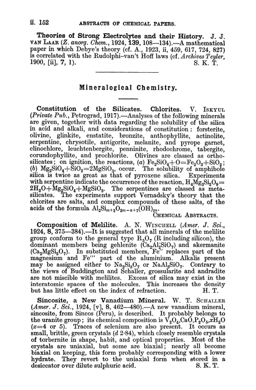 Mineralogical chemistry