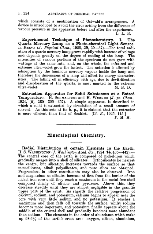 Mineralogical chemistry
