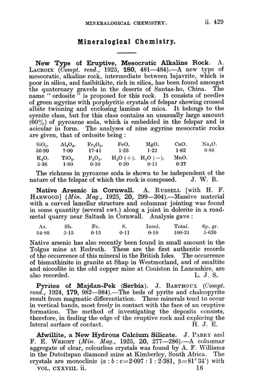 Mineralogical chemistry