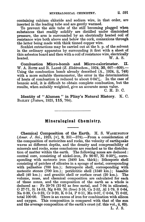 Mineralogical chemistry