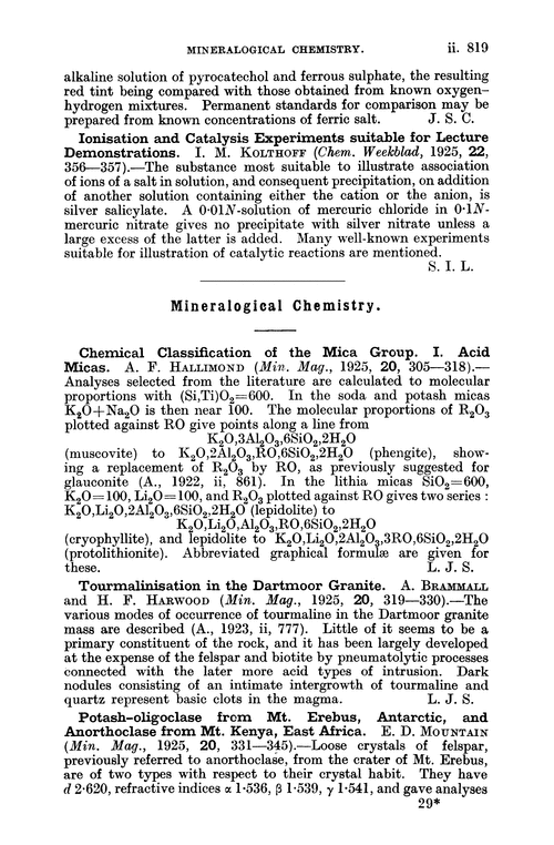 Mineralogical chemistry