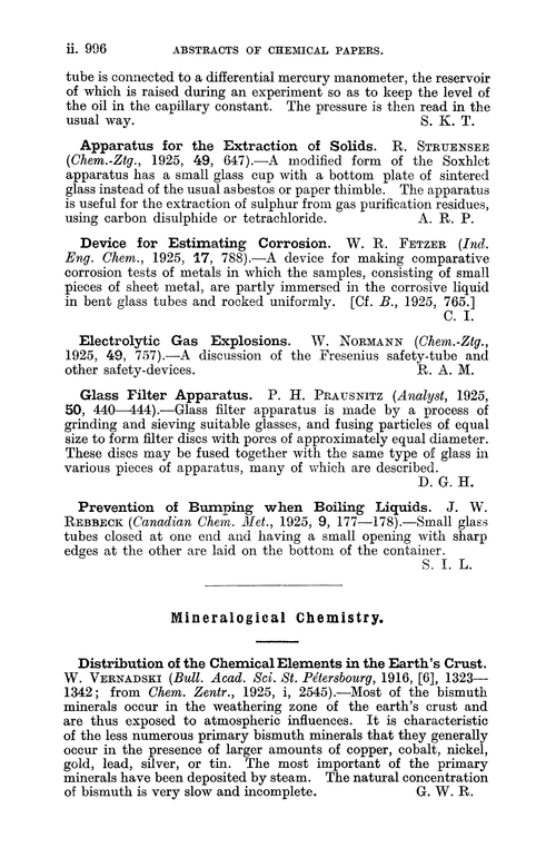 Mineralogical chemistry