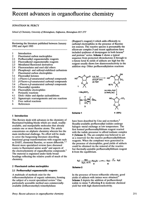 Recent advances in organofluorine chemistry
