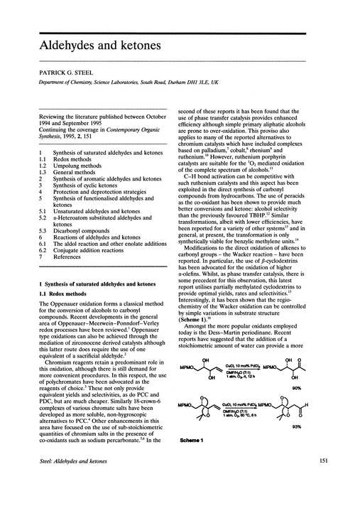 Aldehydes and ketones