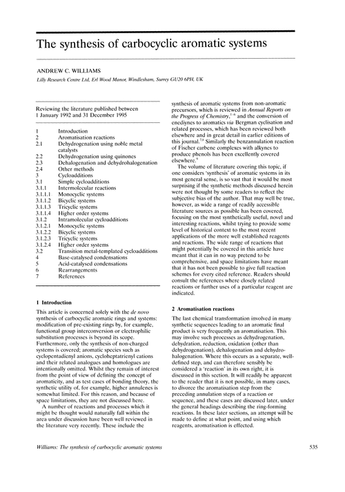 The synthesis of carbocyclic aromatic systems