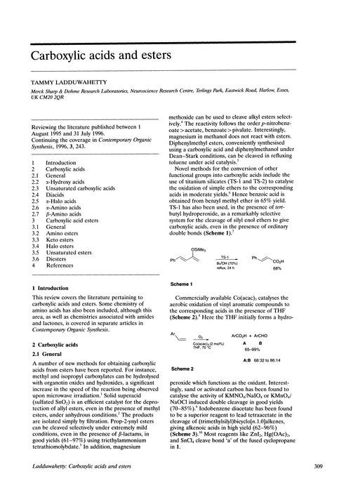 Carboxylic acids and esters