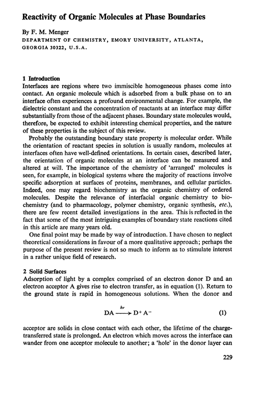 Reactivity of organic molecules at phase boundaries