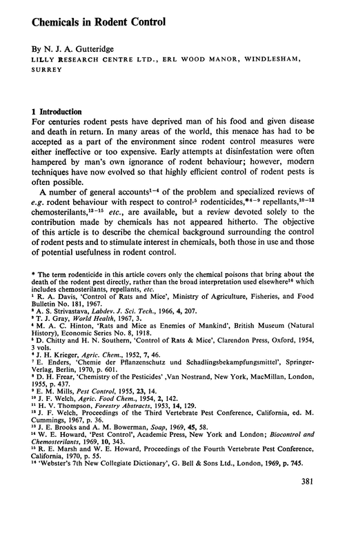 Chemicals in rodent control