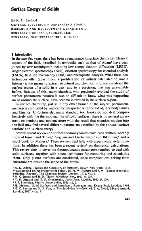 Surface energy of solids