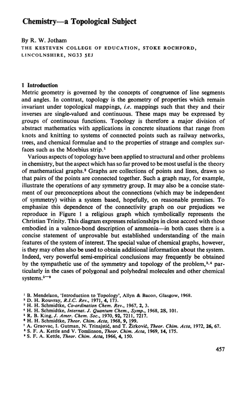 Chemistry—a topological subject